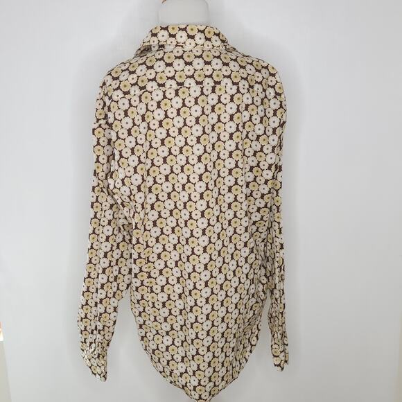 Ted Baker Button Front Shirt Floral Print Classic Fit Brown 100% Cotton XL - Picture 3 of 12